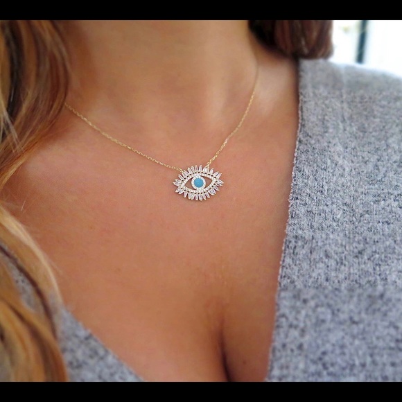🧿✨ Evil eye baguette necklace - Picture 2 of 4